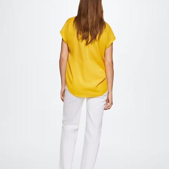 MANGO MNG Women Sleeveless Flowy Pocket Blouse Yellow Size S - Picture 3 of 10